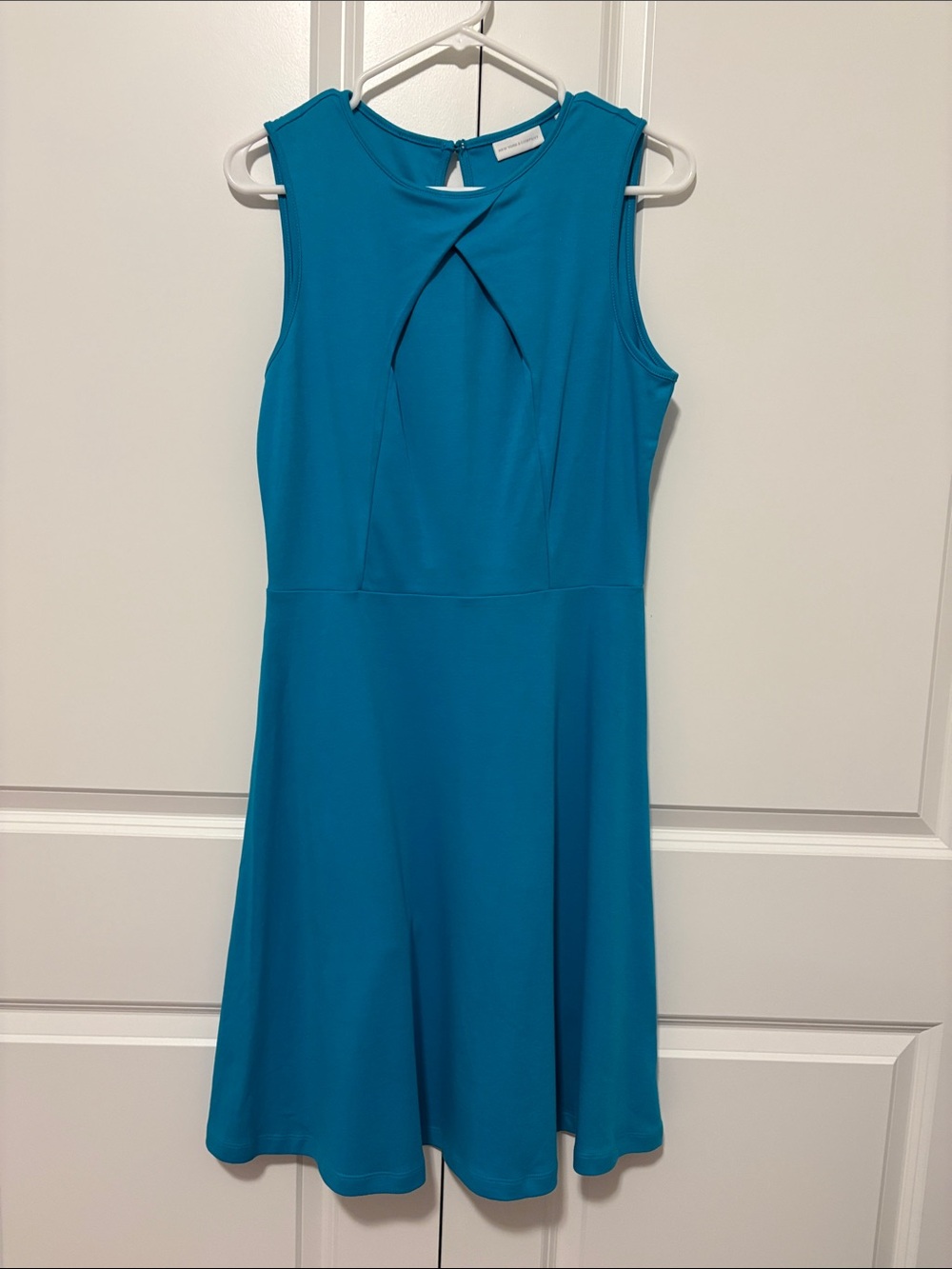 New York & Company Teal Sleeveless Twist-Front Midi Dress